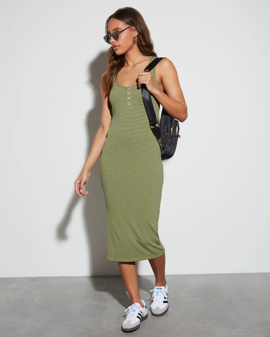 Rylie Striped Bodycon Midi Dress sold by Vici product image thumbnail 2