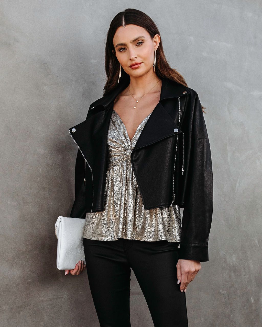 Izabella Metallic Embossed Twisted Front Top sold by Vici product image thumbnail 5