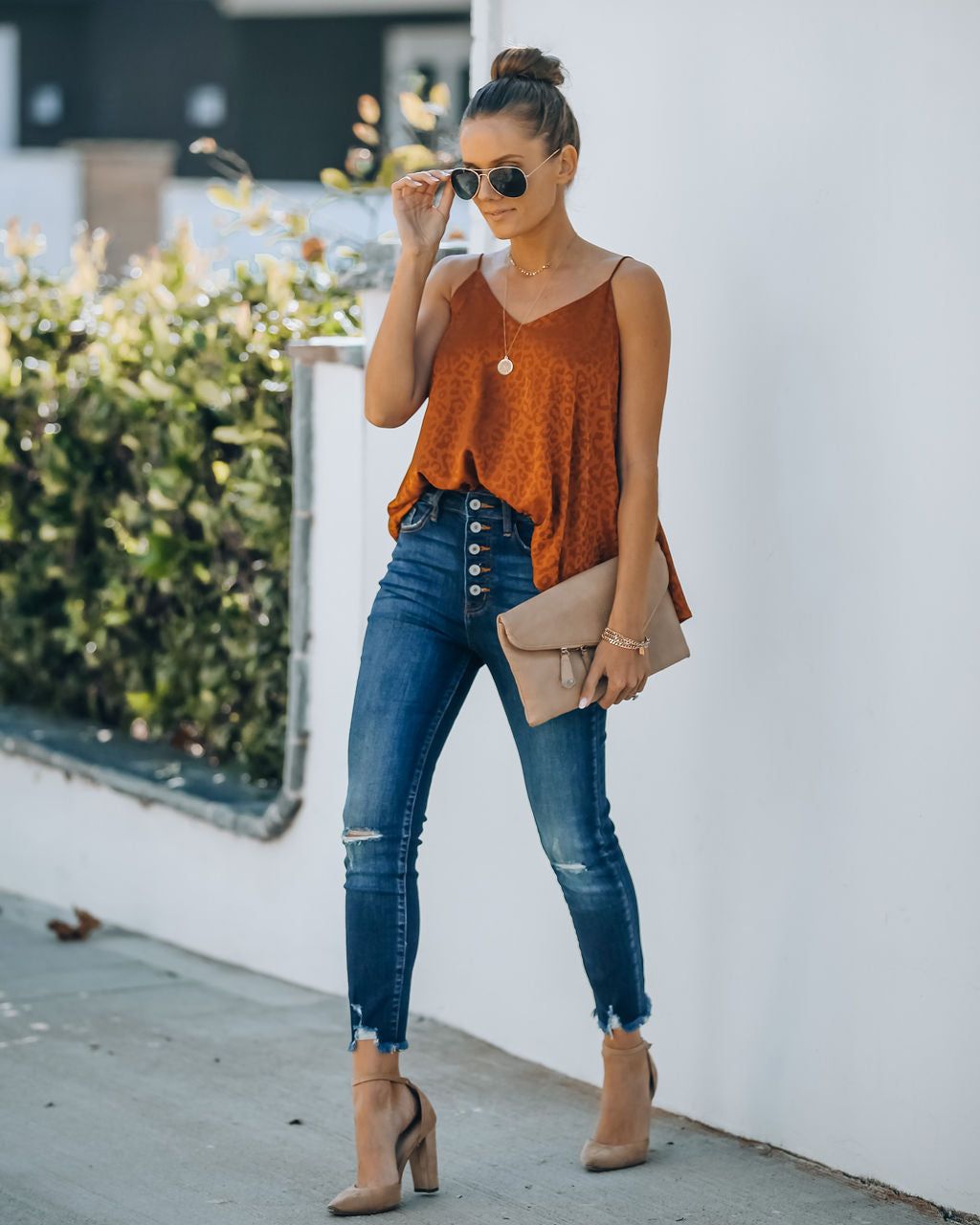 Polly Satin Embossed Leopard Cami Tank - Caramel - FINAL SALE sold by Vici product image thumbnail 6