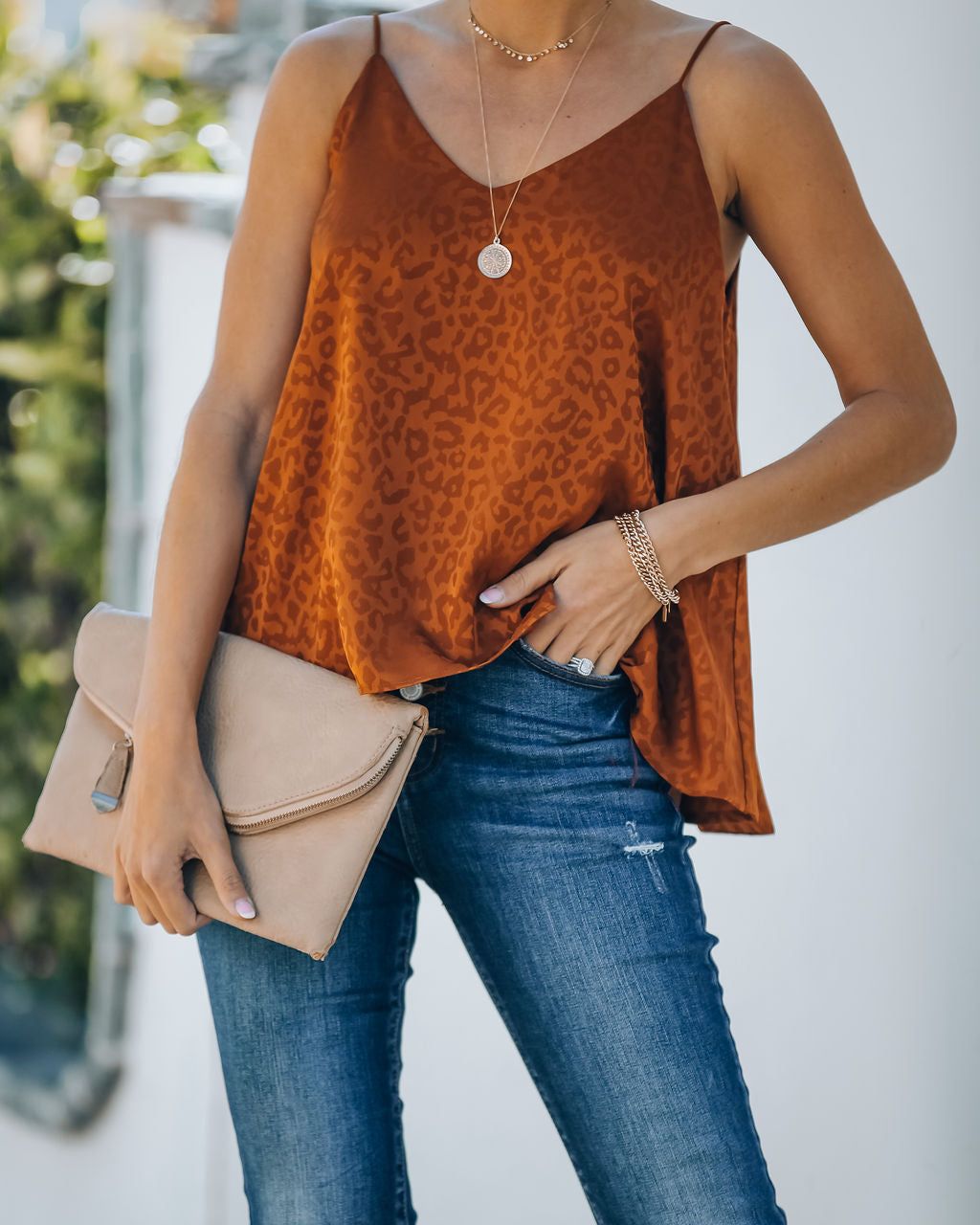 Polly Satin Embossed Leopard Cami Tank - Caramel - FINAL SALE sold by Vici product image thumbnail 8