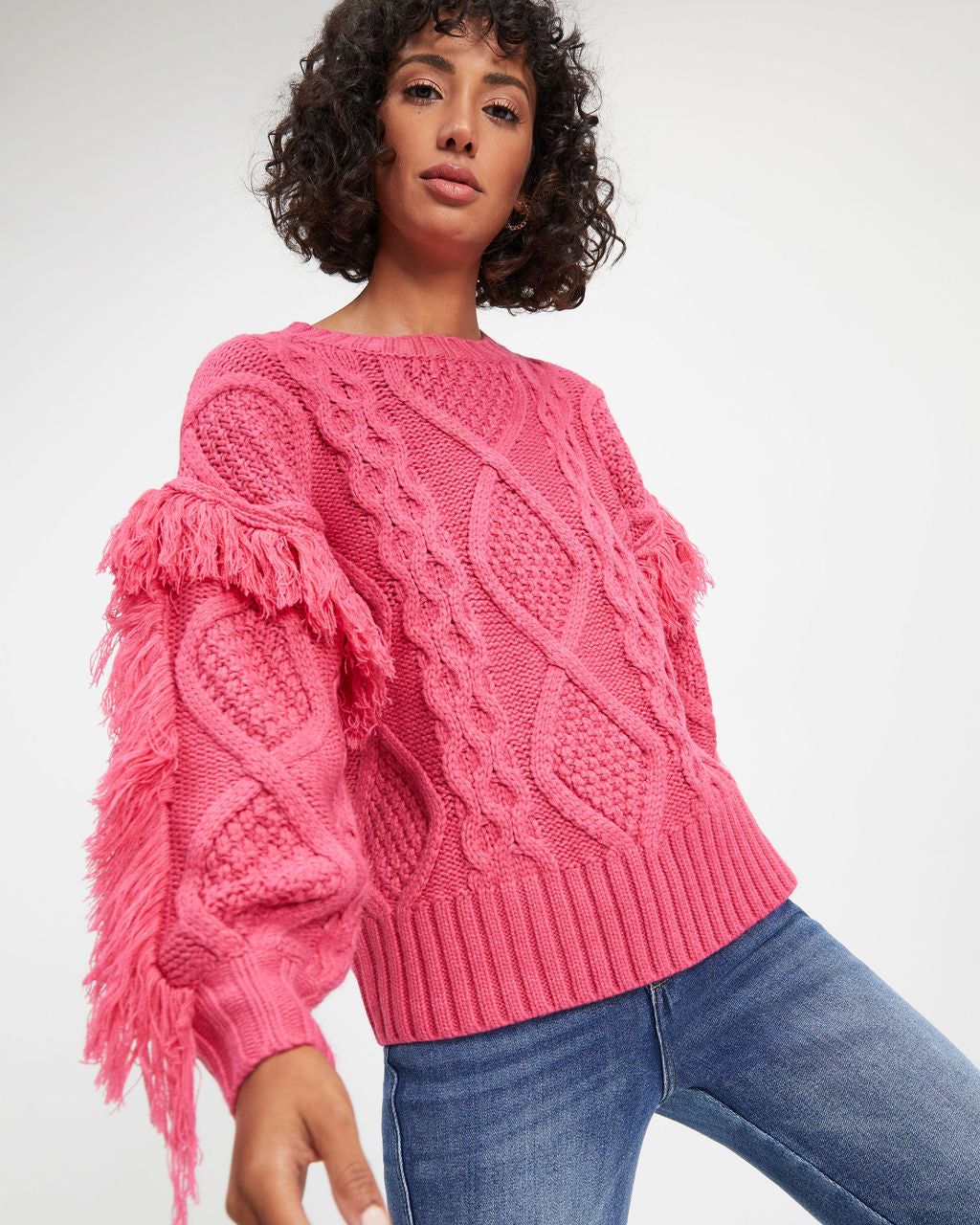 Sun Goes Down Cable Knit Fringe Pullover Sweater sold by Vici product image thumbnail 3