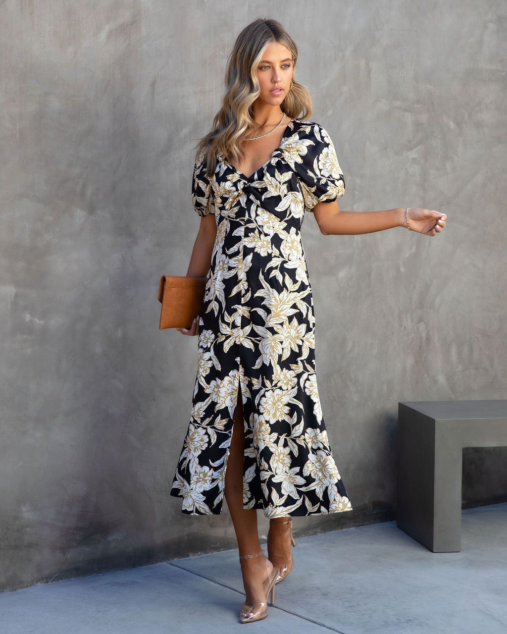 Estella Floral Puff Sleeve Midi Dress - FINAL SALE sold by Vici product image thumbnail 7