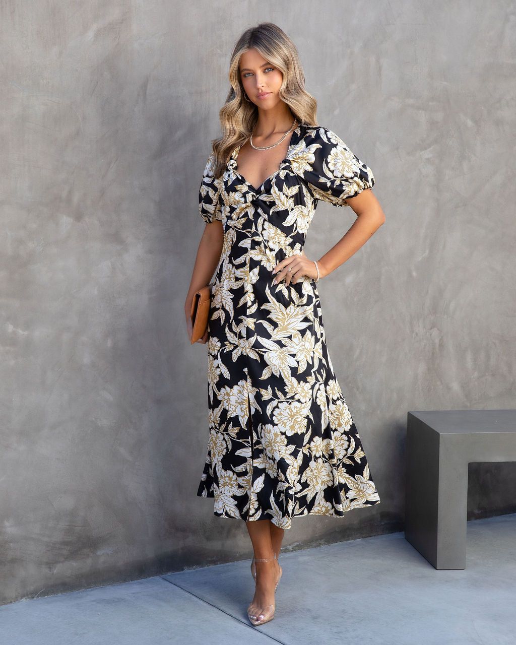 Estella Floral Puff Sleeve Midi Dress - FINAL SALE sold by Vici product image thumbnail 3