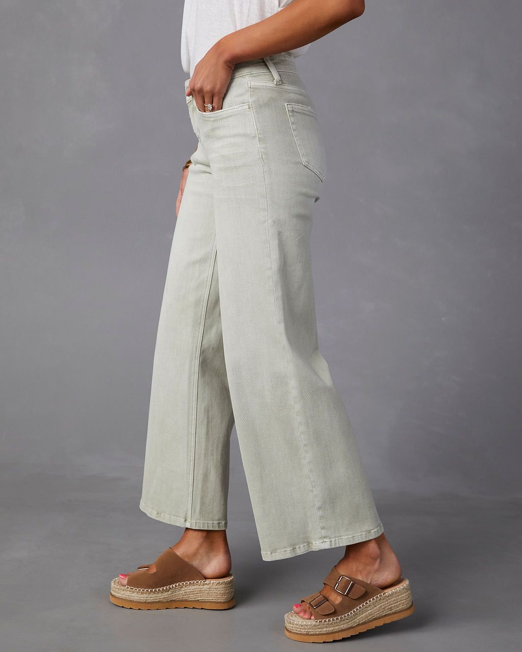 Hendrick Low Rise Wide Leg Jeans - Sage Green - SALE sold by Vici product image thumbnail 4