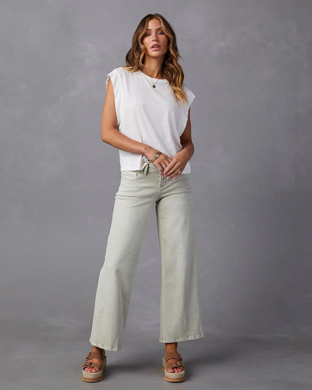 Hendrick Low Rise Wide Leg Jeans - Sage Green - SALE sold by Vici product image thumbnail 7