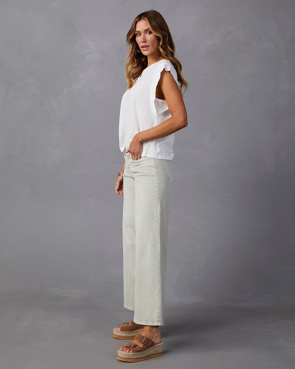 Hendrick Low Rise Wide Leg Jeans - Sage Green - SALE sold by Vici product image thumbnail 5