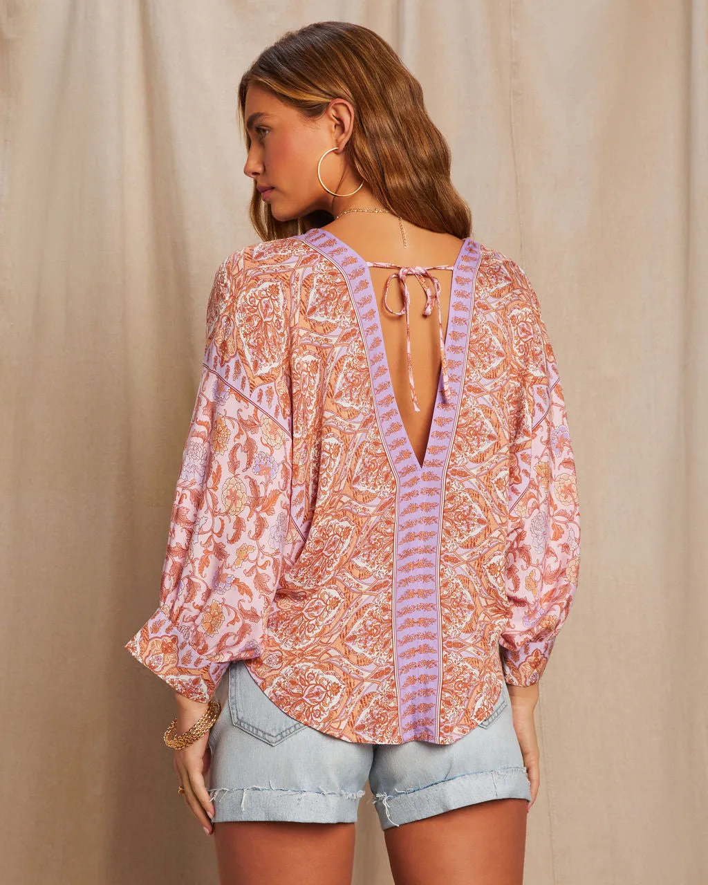 Tayla Printed Front Tie Top sold by Vici product image thumbnail 4