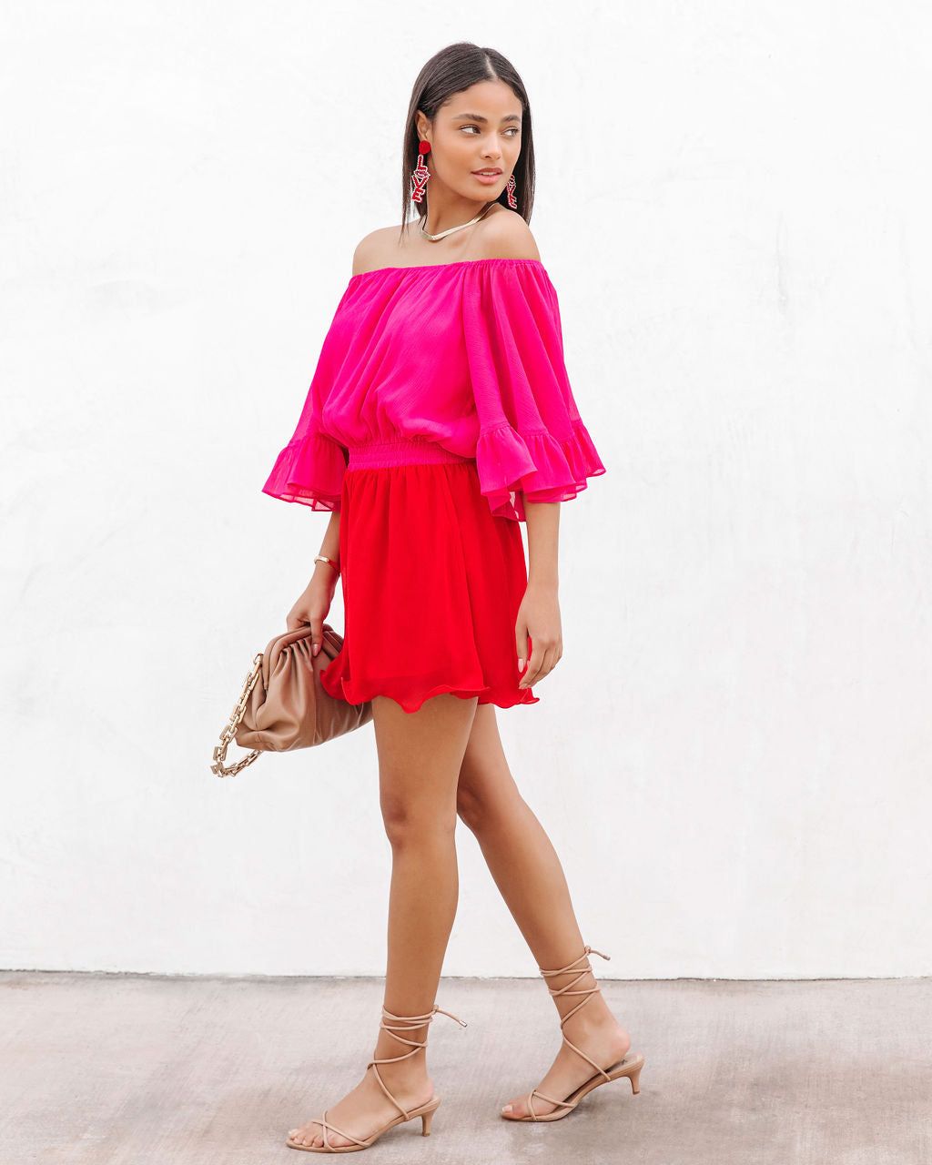 Valentina Colorblock Off The Shoulder Romper - FINAL SALE sold by Vici product image thumbnail 6