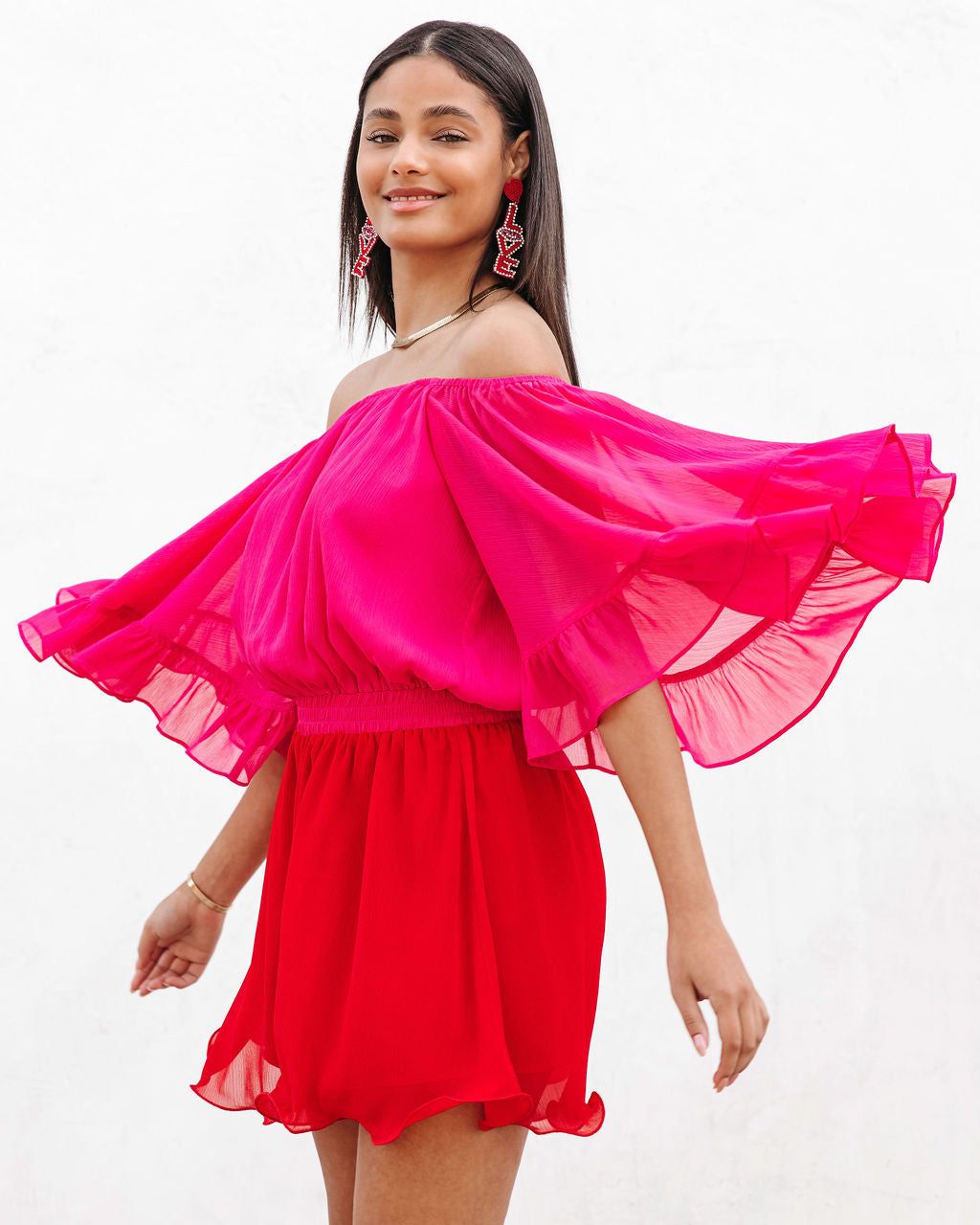 Valentina Colorblock Off The Shoulder Romper - FINAL SALE sold by Vici product image thumbnail 5