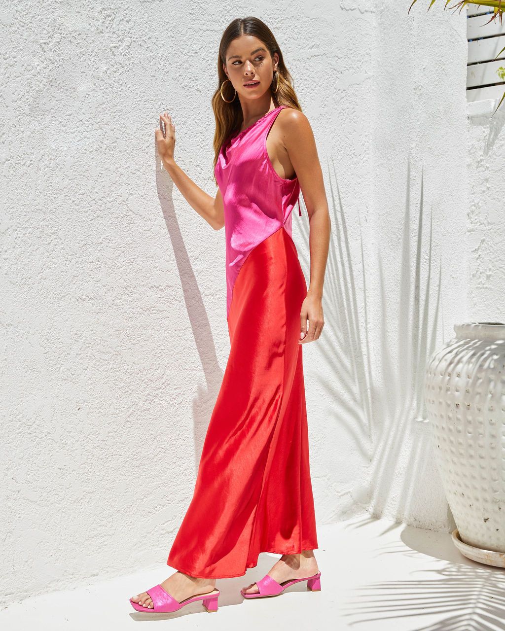 Colors Of Romance Colorblock Maxi Dress - Red/Fuchsia - FINAL SALE sold by Vici product image thumbnail 4