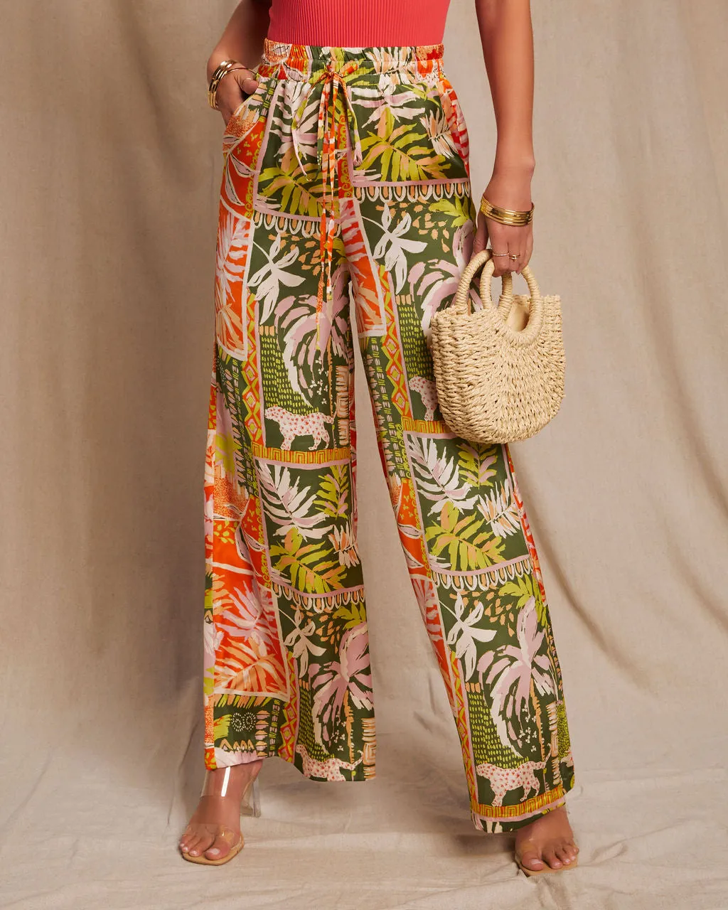 Ibiza Pocketed Satin Tropical Wide Leg Pant sold by Vici product image thumbnail 2