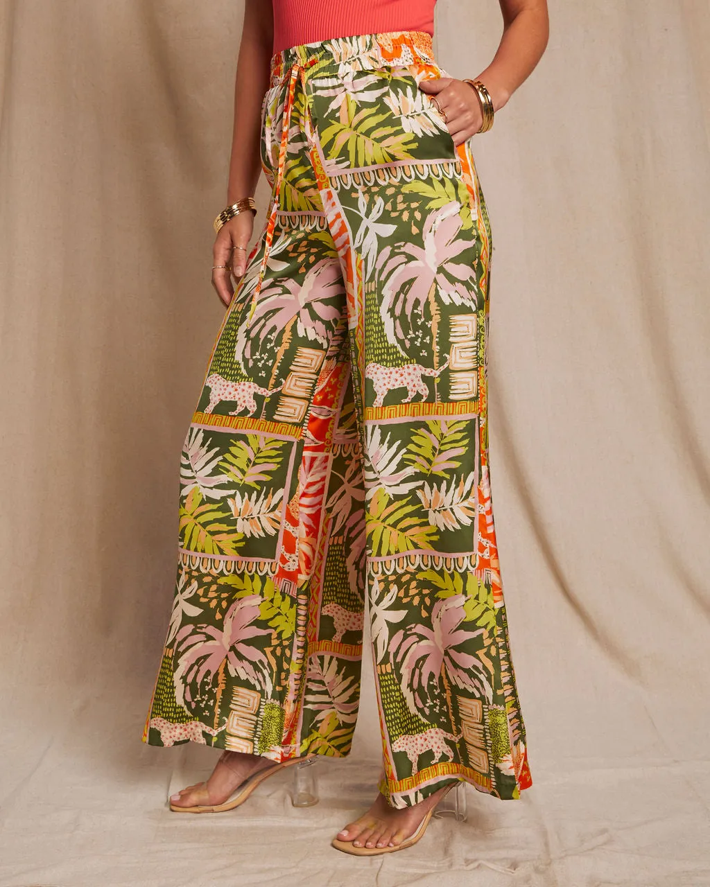 Ibiza Pocketed Satin Tropical Wide Leg Pant sold by Vici product image thumbnail 3