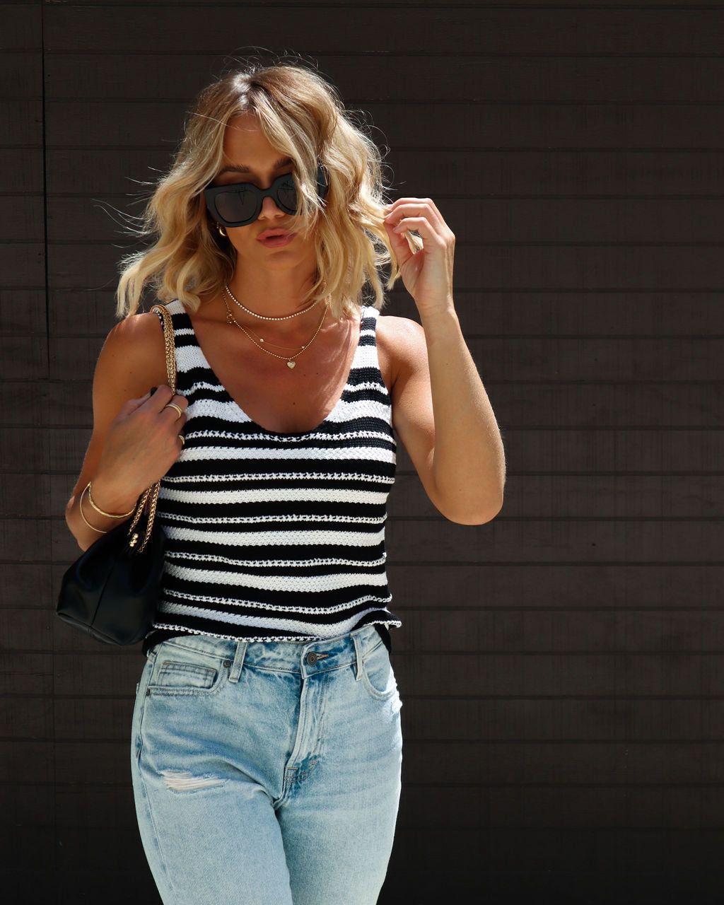 Finnegan Cotton Blend Knit Stripe Tank sold by Vici