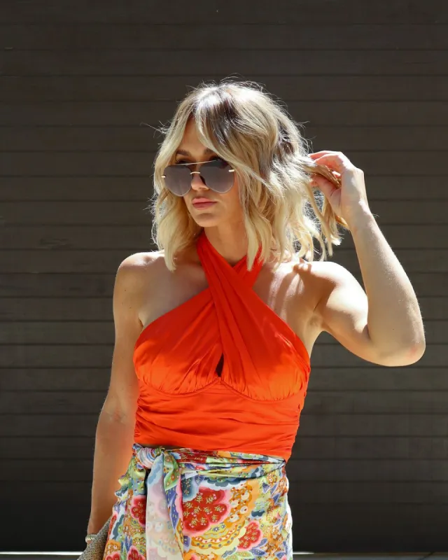 Zaynn Satin Halter Crop Top sold by Vici