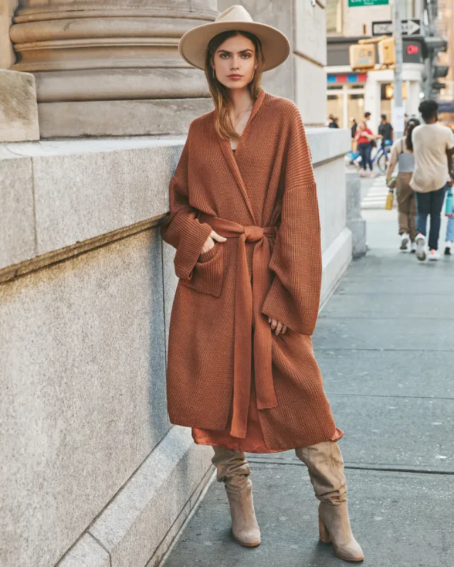 East River Pocketed Knit Duster Cardigan - Rust - FINAL SALE sold by Vici