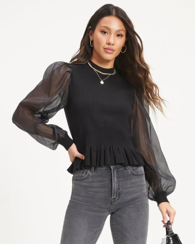 Alessandra Sheer Knit Contrast Top sold by Vici