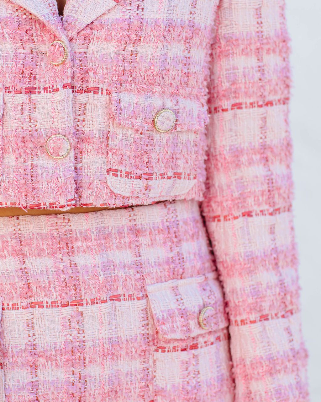 Rayanne Pocketed Crop Tweed Blazer - Pink - FINAL SALE sold by Vici product image thumbnail 4