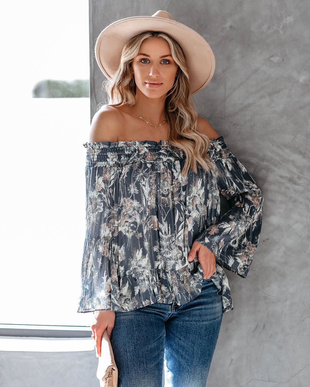 Gondolier Floral Smocked Off The Shoulder Blouse - FINAL SALE sold by Vici product image thumbnail 2
