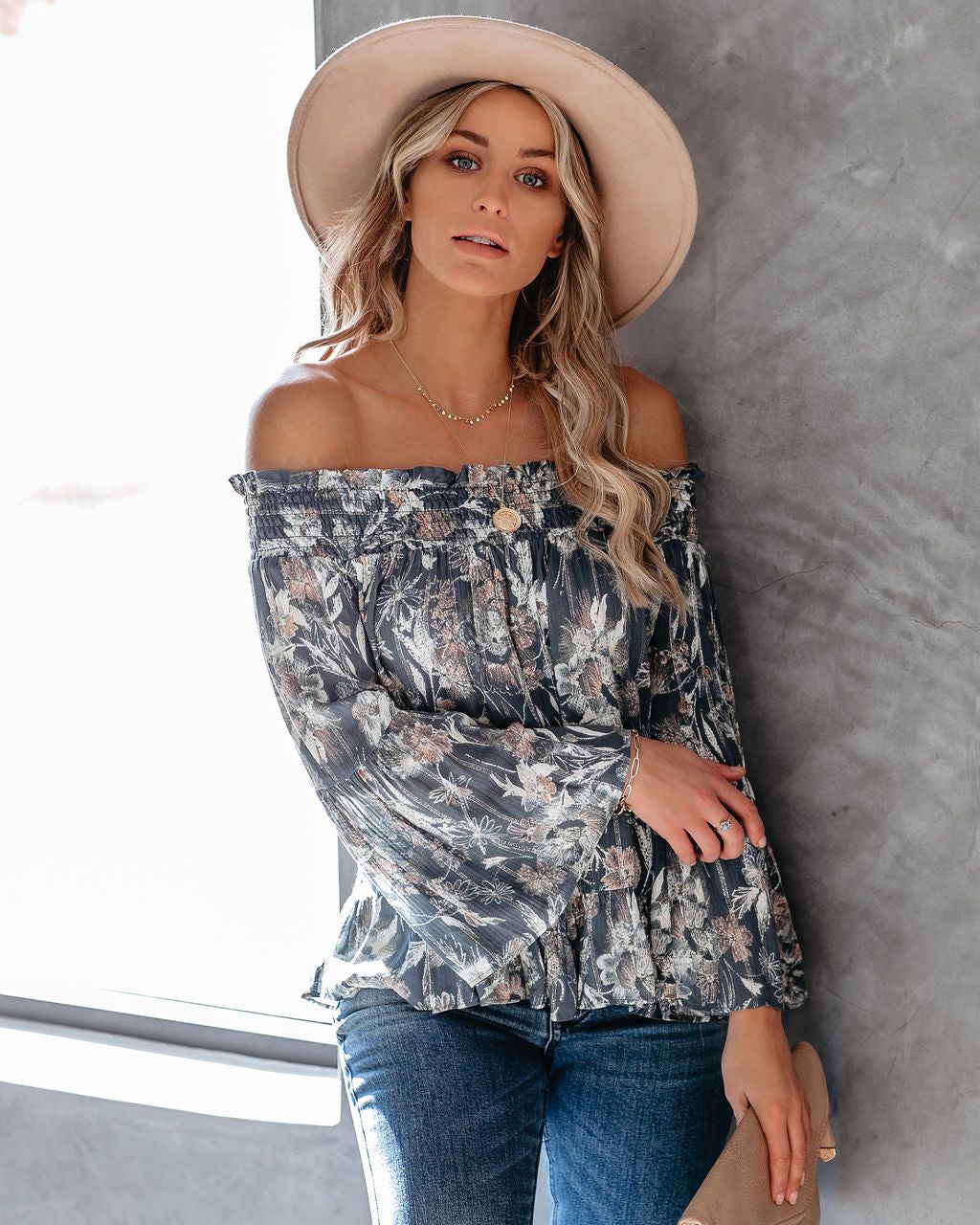 Gondolier Floral Smocked Off The Shoulder Blouse - FINAL SALE sold by Vici product image thumbnail 12