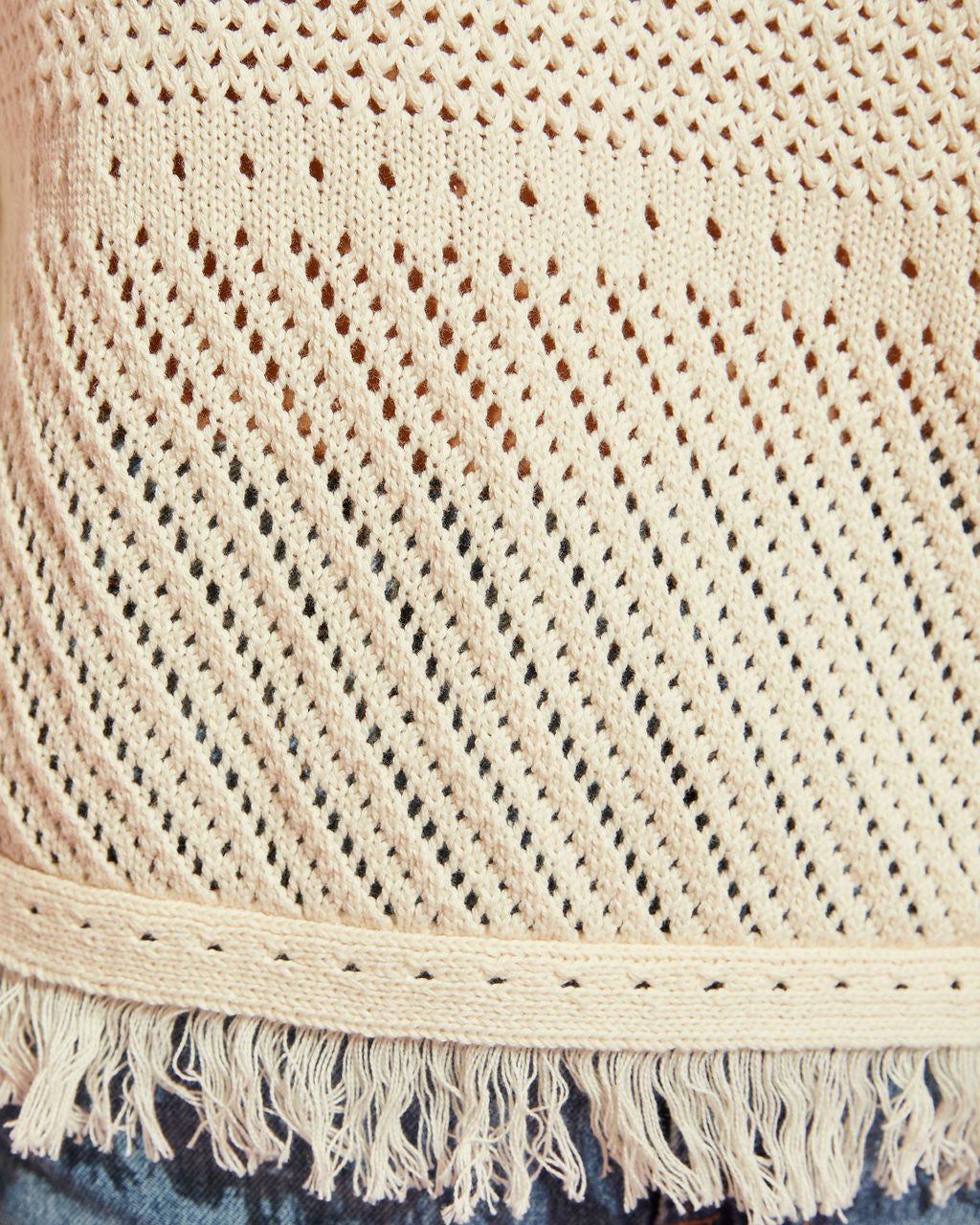 Air It Out Knit Fringe Hem Sweater - Cream - FINAL SALE sold by Vici product image thumbnail 3