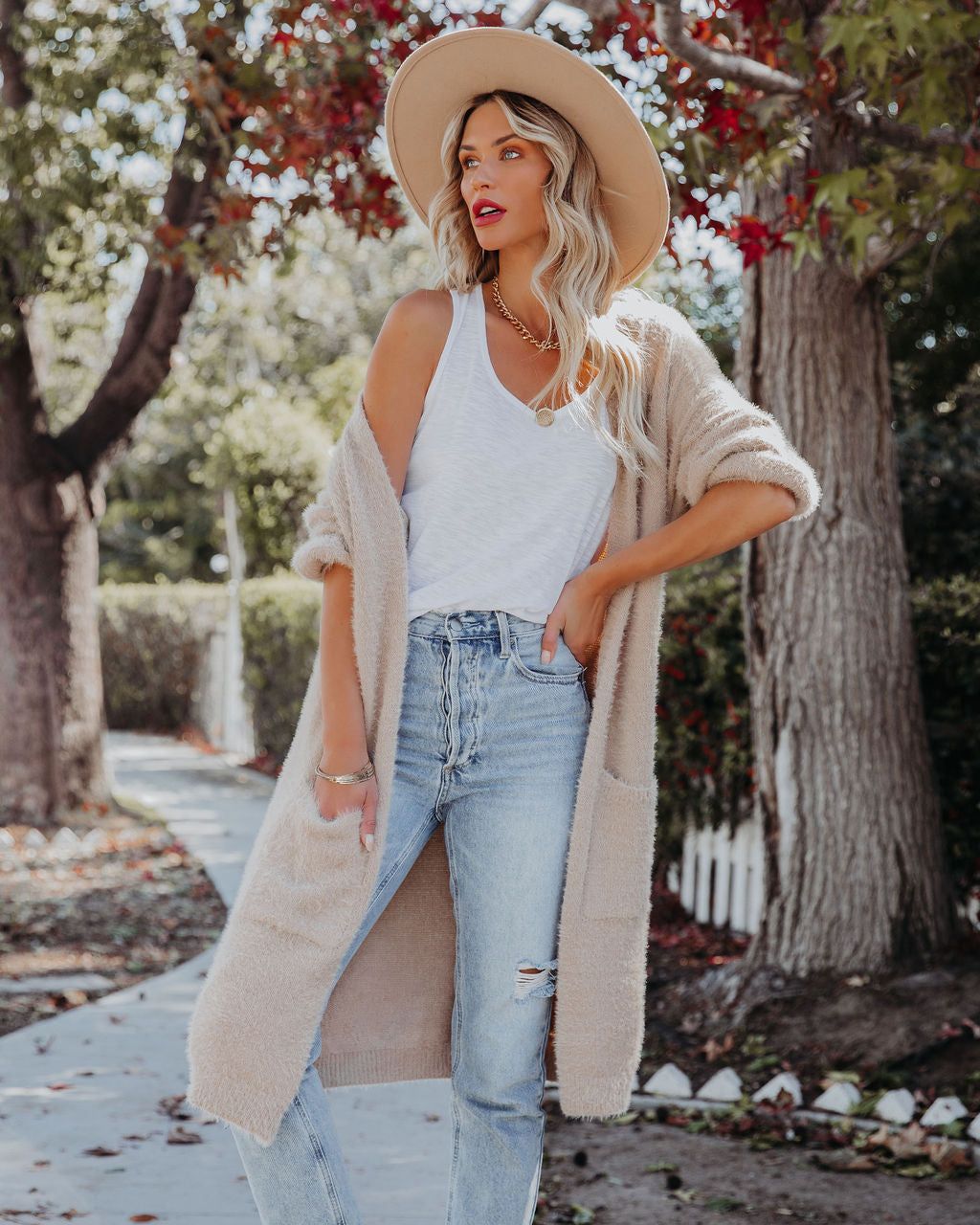Glorious Pocketed Fuzzy Knit Cardigan - Taupe - FINAL SALE sold by Vici product image thumbnail 7
