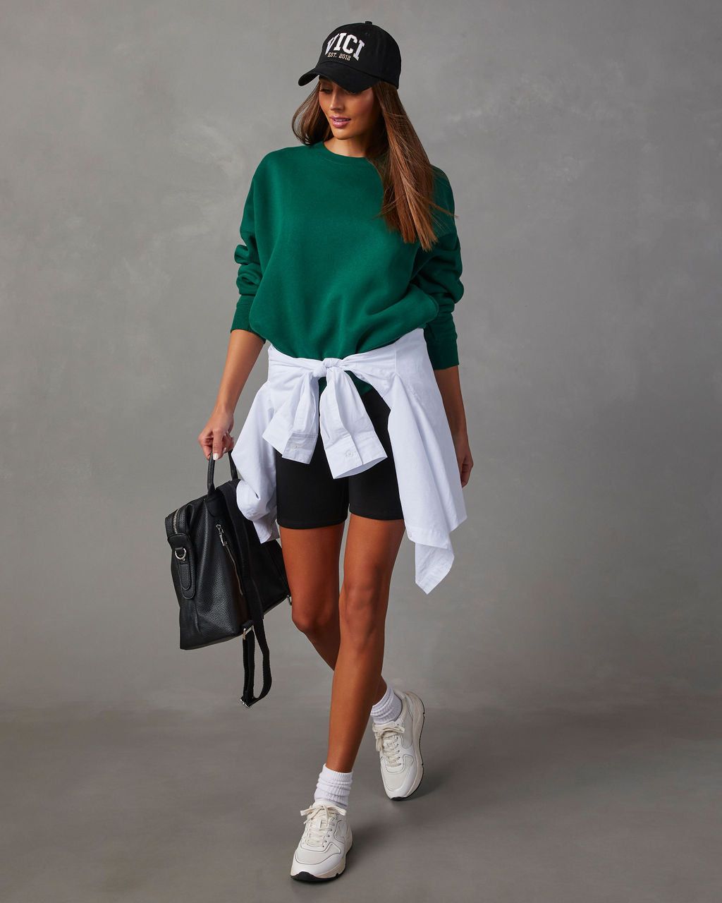 Alden Oversized Crew Neck Sweatshirt - Hunter Green sold by Vici product image thumbnail 6