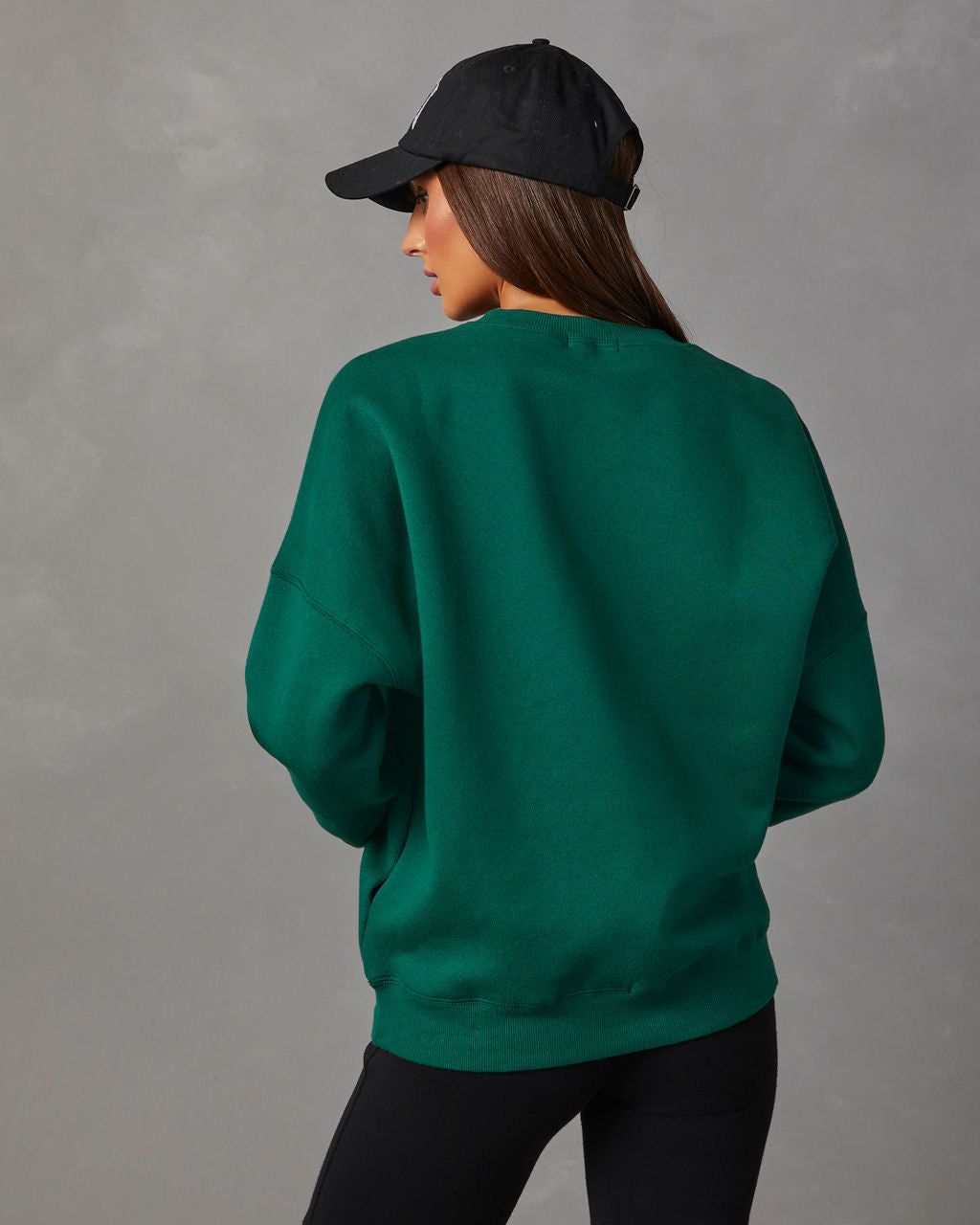 Alden Oversized Crew Neck Sweatshirt - Hunter Green sold by Vici product image thumbnail 4