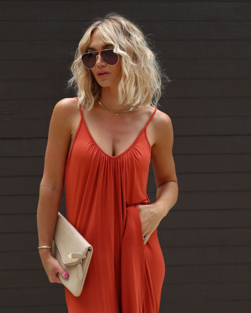 Tabitha Pocketed Jumpsuit - Rust - FINAL SALE sold by Vici product image thumbnail 7