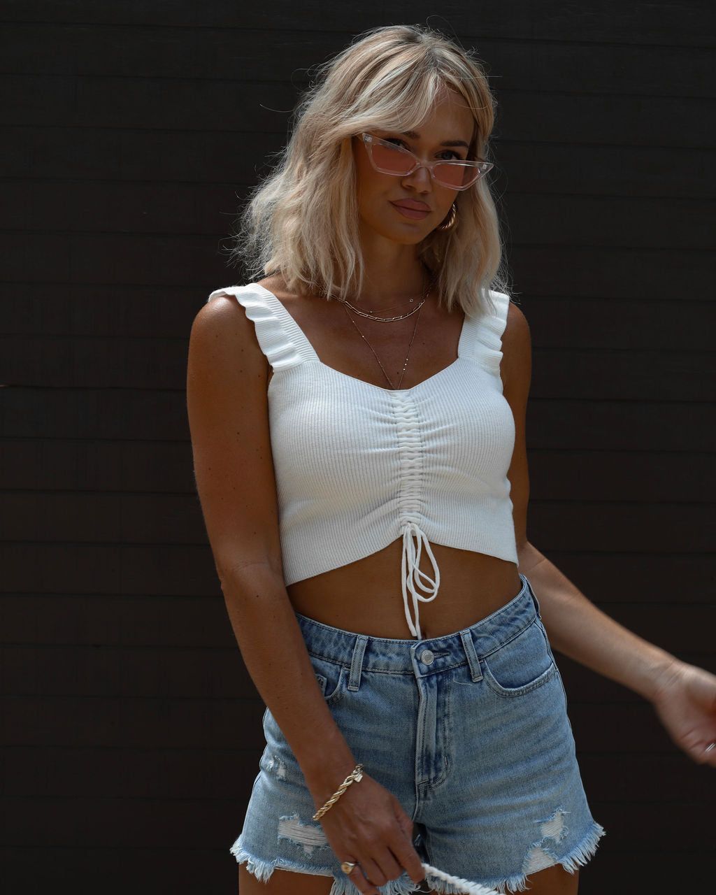 Edie Ruched Sleeveless Top - Ivory - SALE sold by Vici