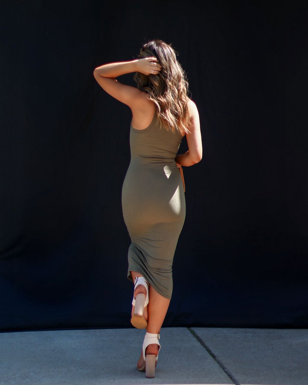 Porto Knit Midi Dress - Olive - SALE sold by Vici product image thumbnail 2