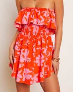 Janette Floral Strapless Smocked Romper sold by Vici