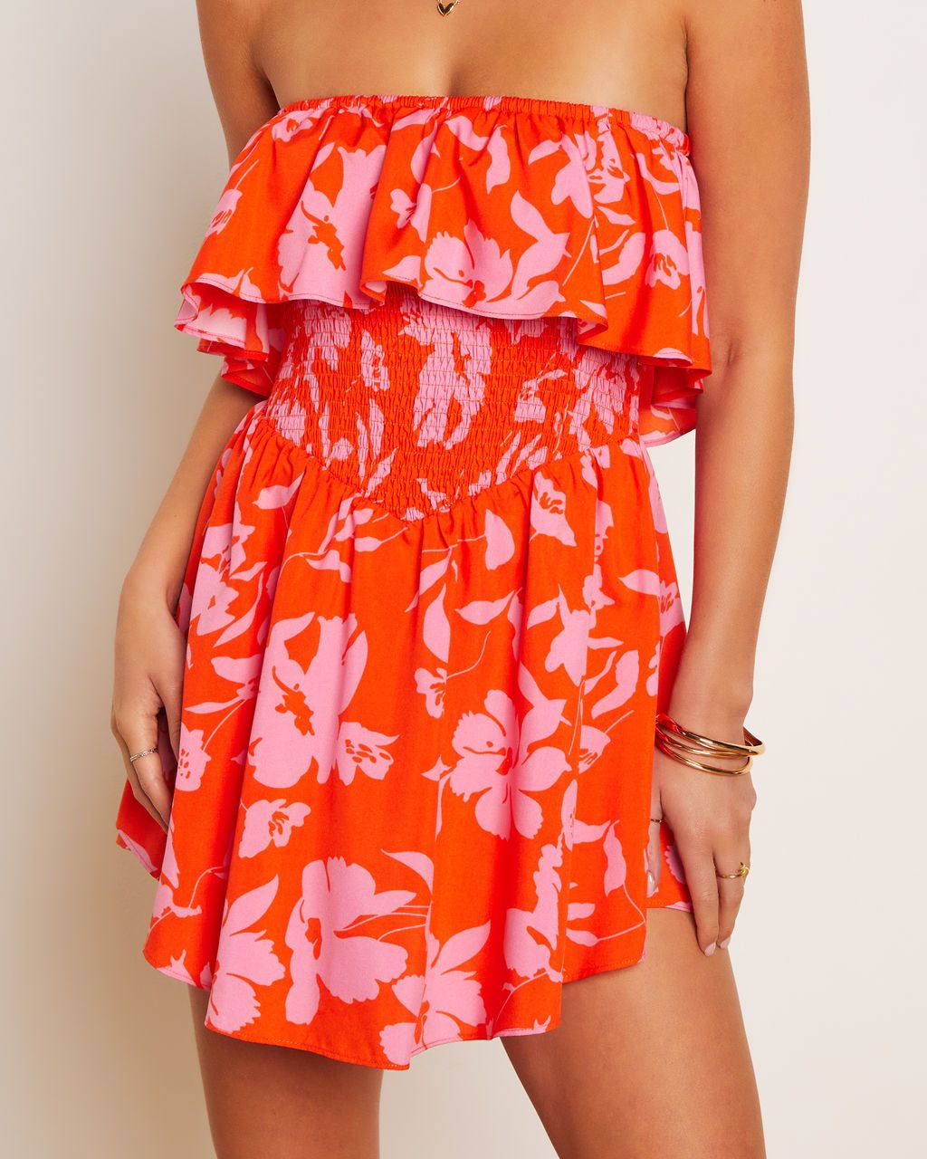 Janette Floral Strapless Smocked Romper sold by Vici product image thumbnail 5