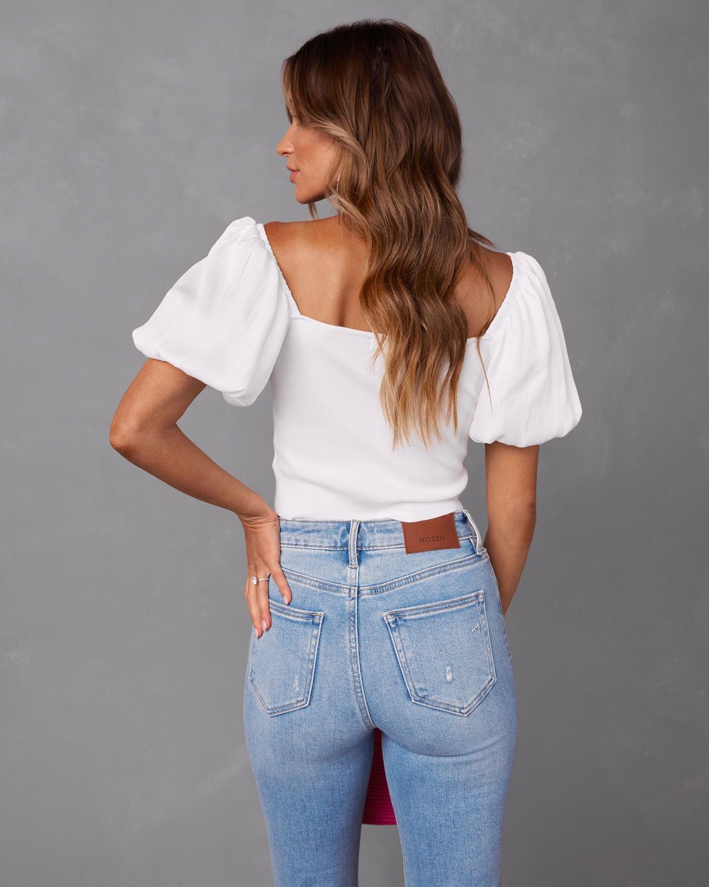Candice Puff Sleeve Crop Top - White - FINAL SALE sold by Vici product image thumbnail 2