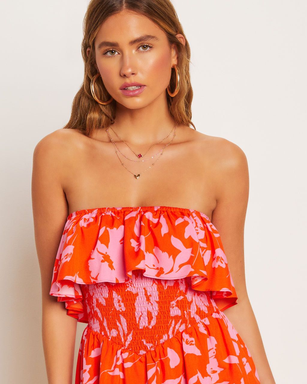 Janette Floral Strapless Smocked Romper sold by Vici product image thumbnail 2