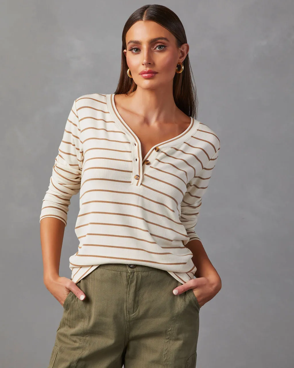 Suzanne Ribbed Knit Henley Top sold by Vici product image thumbnail 2