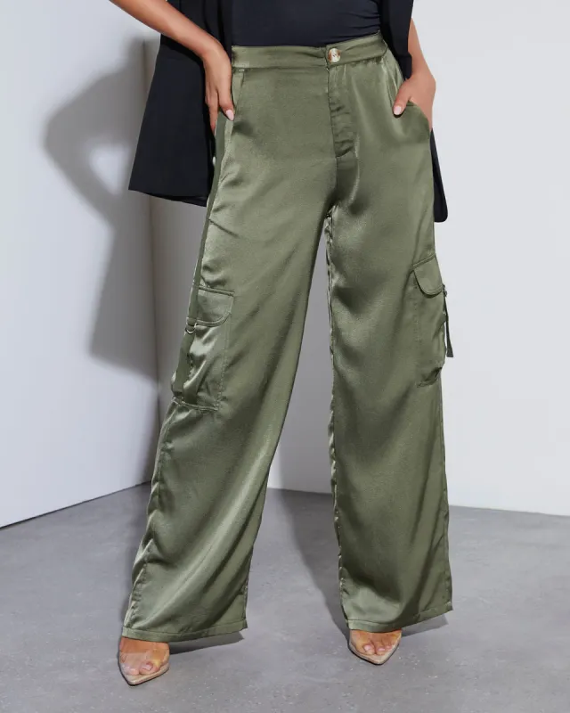 Never Impossible Satin Cargo Pants sold by Vici
