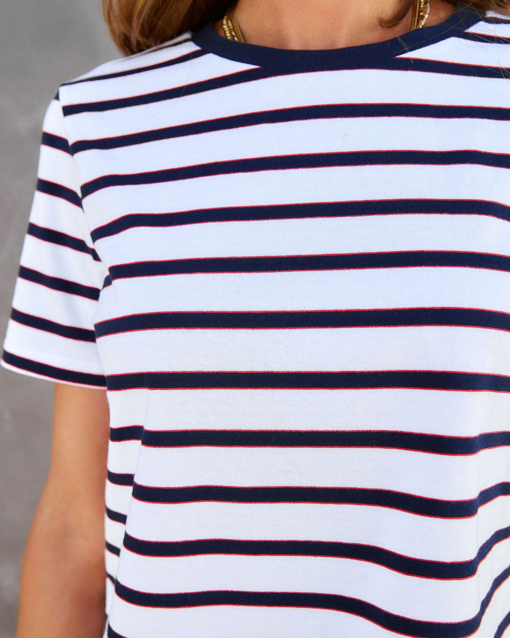 Jefferson Striped Cotton Blend Tee - FINAL SALE sold by Vici product image thumbnail 3