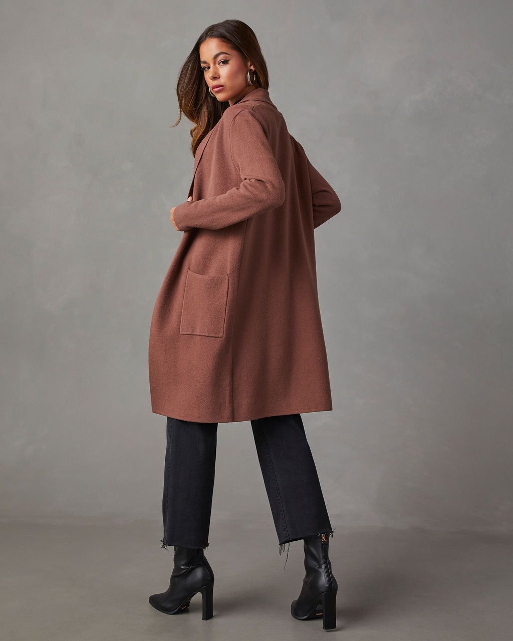 Kassie Pocketed Duster Cardigan - Brown sold by Vici product image thumbnail 4