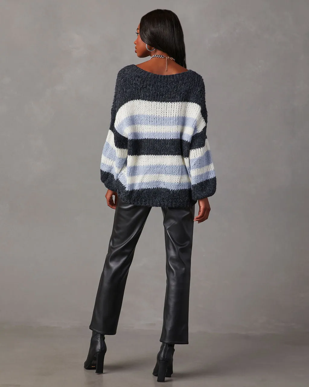 Knowles Oversized Striped Knit Pullover Sweater sold by Vici product image thumbnail 4