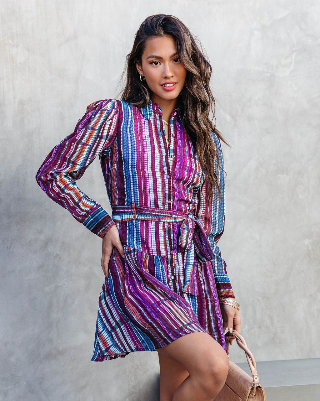 Keeps On Giving Printed Button Down Shirt Dress sold by Vici product image thumbnail 5