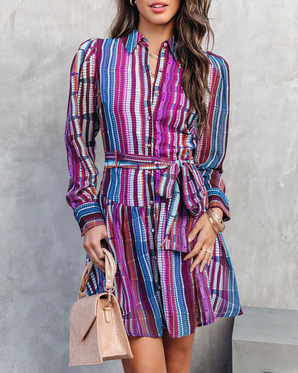 Keeps On Giving Printed Button Down Shirt Dress sold by Vici product image thumbnail 4
