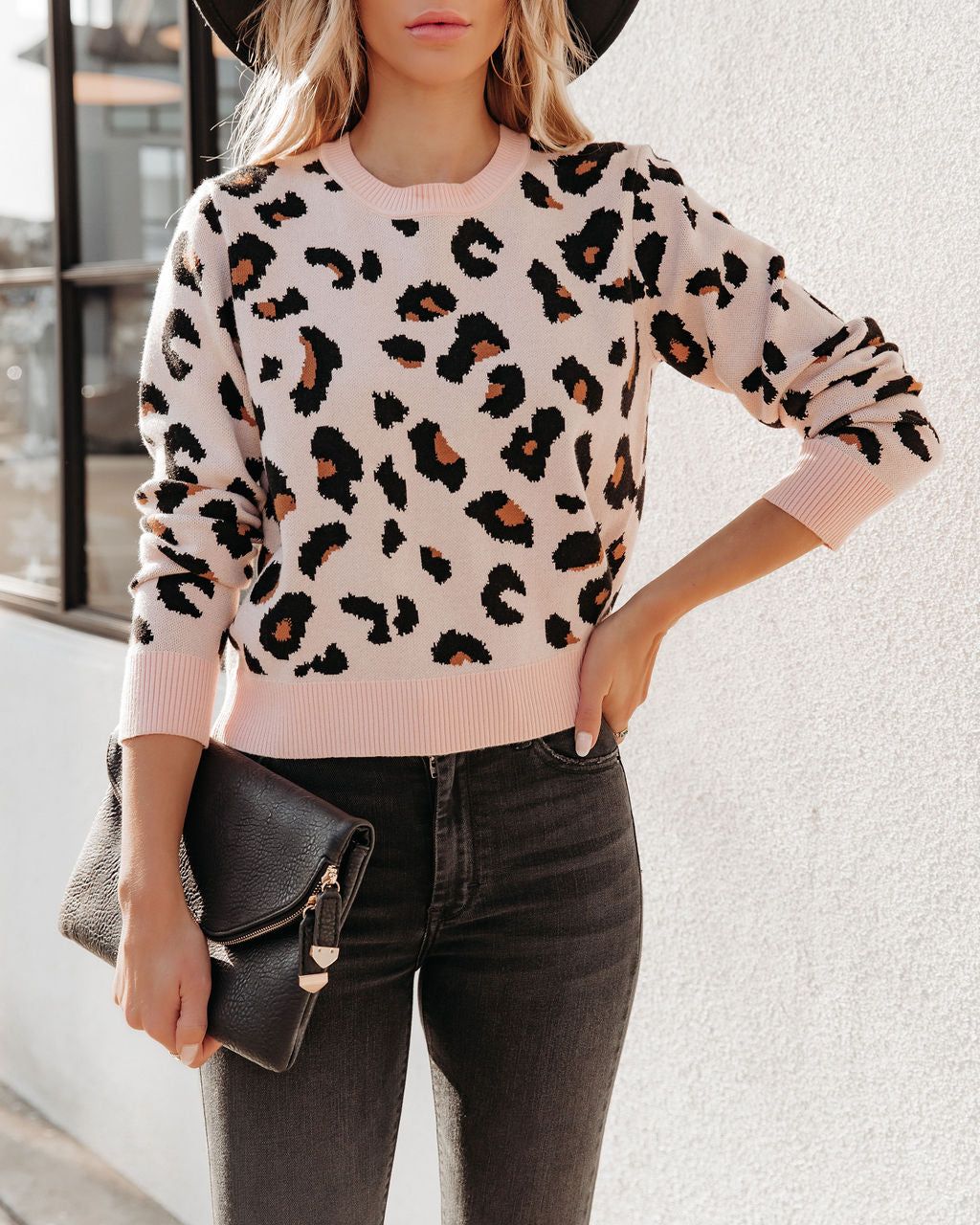 Braden Cropped Knit Leopard Sweater - Blush - FINAL SALE sold by Vici product image thumbnail 7