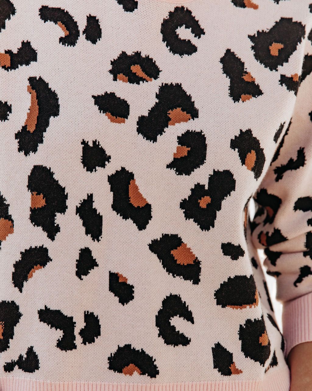 Braden Cropped Knit Leopard Sweater - Blush - FINAL SALE sold by Vici product image thumbnail 4