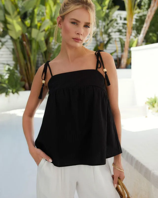 Bodega Bay Cotton Shoulder Tie Top sold by Vici