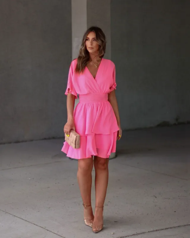 Spring Melody Chiffon Smocked Tiered Mini Dress sold by Vici