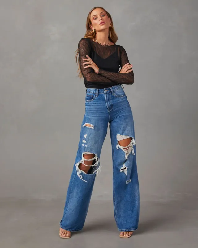 After Midnight Lace Long Sleeve Top sold by Vici