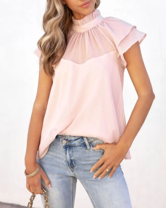 Sofia Textured Flutter Sleeve Top sold by Vici