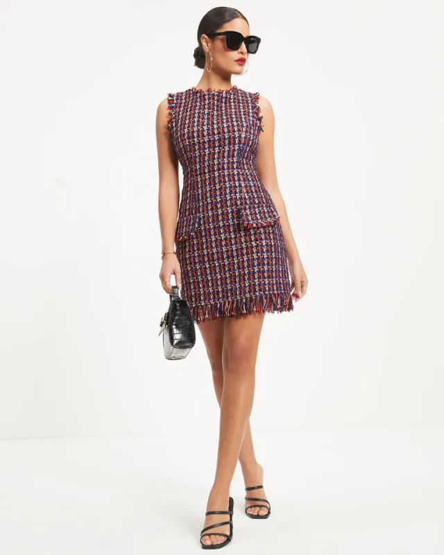 Imogen Tweed Frayed Mini Dress sold by Vici