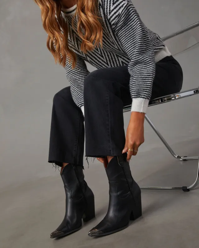 Fitzroy Faux Leather Ankle Western Boots - Black sold by Vici