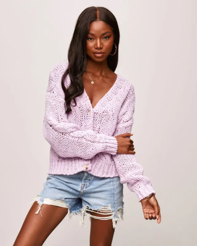 Marnie Cable Knit Button Front Cardigan - Lavender - FINAL SALE sold by Vici